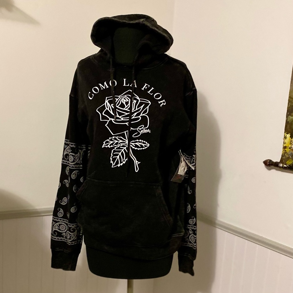 Selena Distressed Mineral Washed Hoodie Men’s Small Kangaroo Pocket